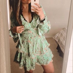 Boho floral print mini dress